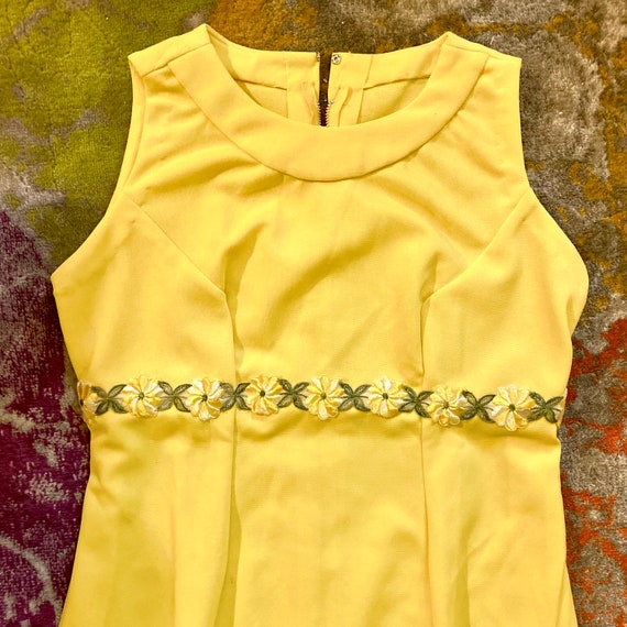 1960s empire waist long yellow dress - vintage ha… - image 1