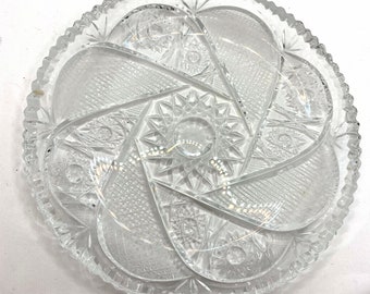 Cut glass starburst candy dish, 1950s