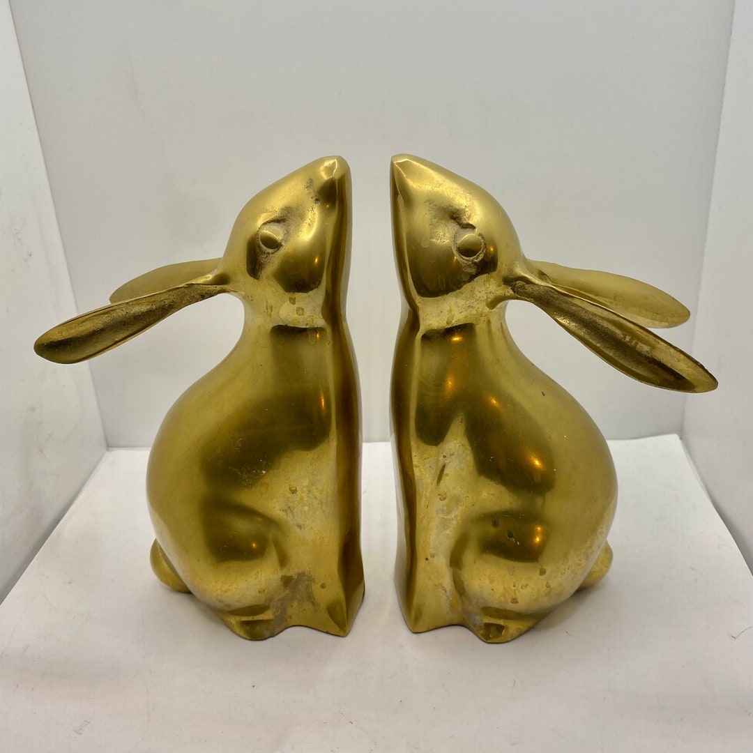 Pair of 1960s Solid Brass Bunny/rabbit Bookends Etsy