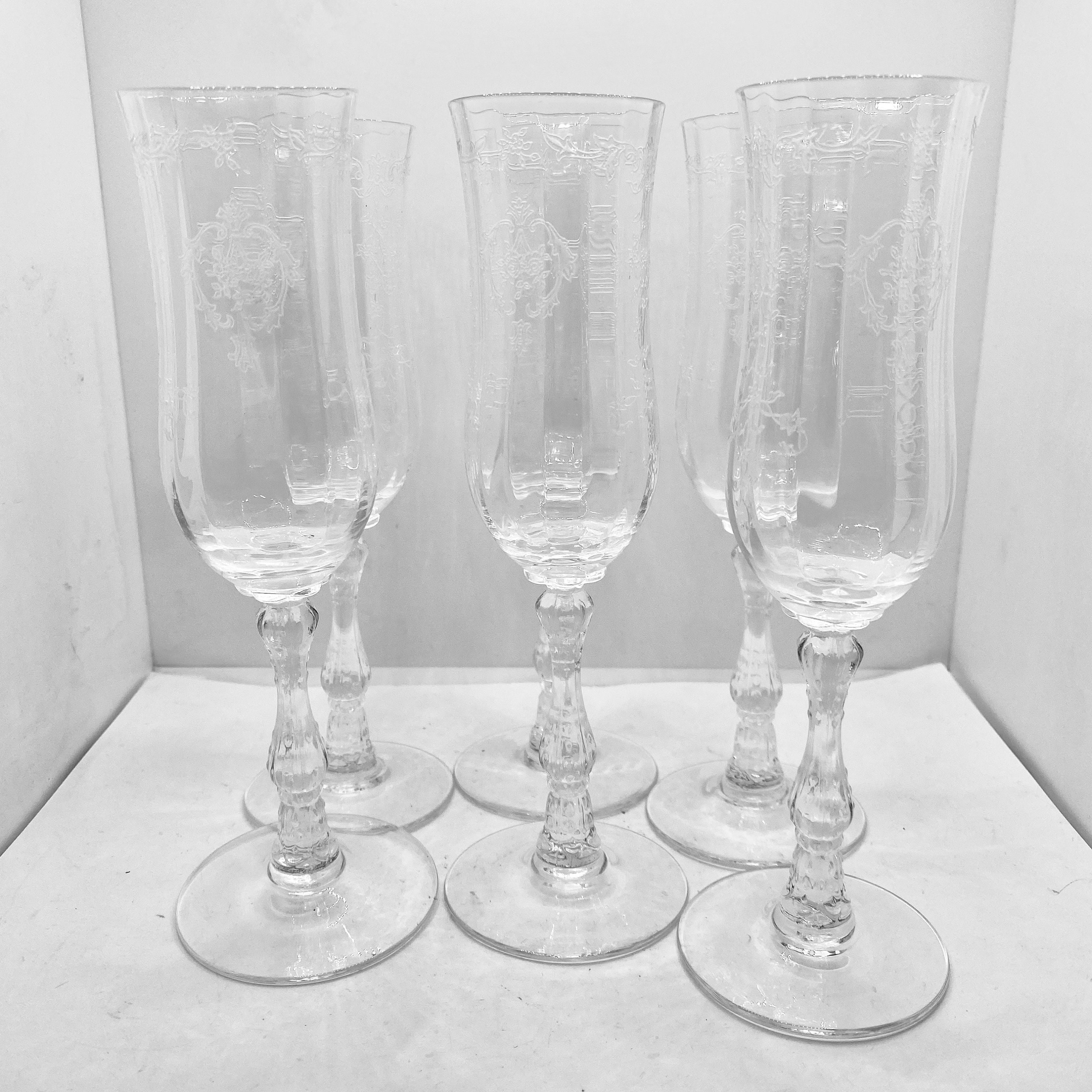 Set of 6 Fostoria Navarre Etched Crystal Optic Champagne Flutes Etsy