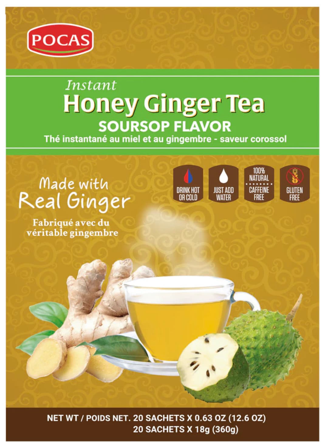 POCAS Honey Ginger Instant Tea soursop Flavor Etsy