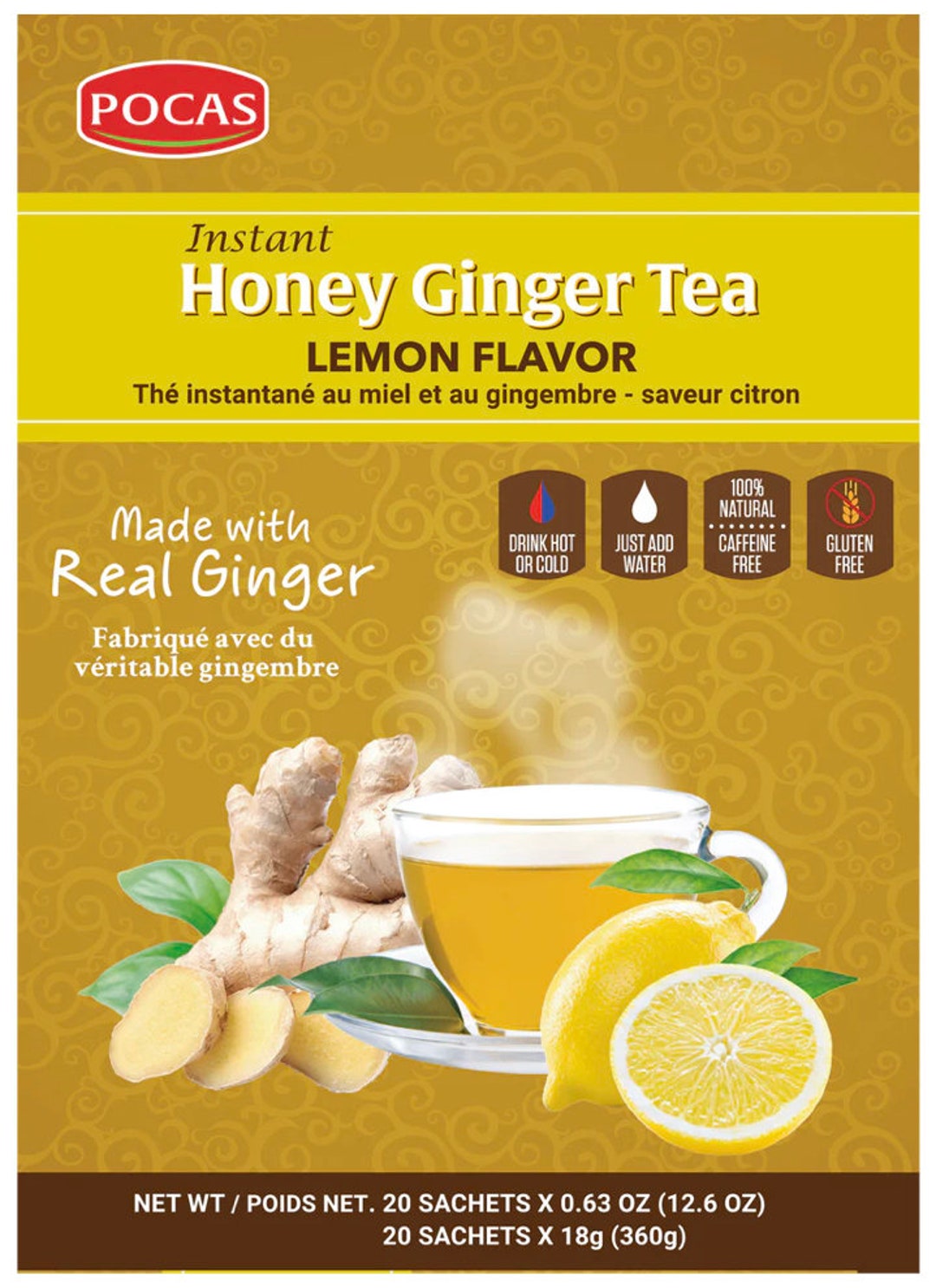 POCAS Honey Ginger Instant Tea lemon Flavor Etsy