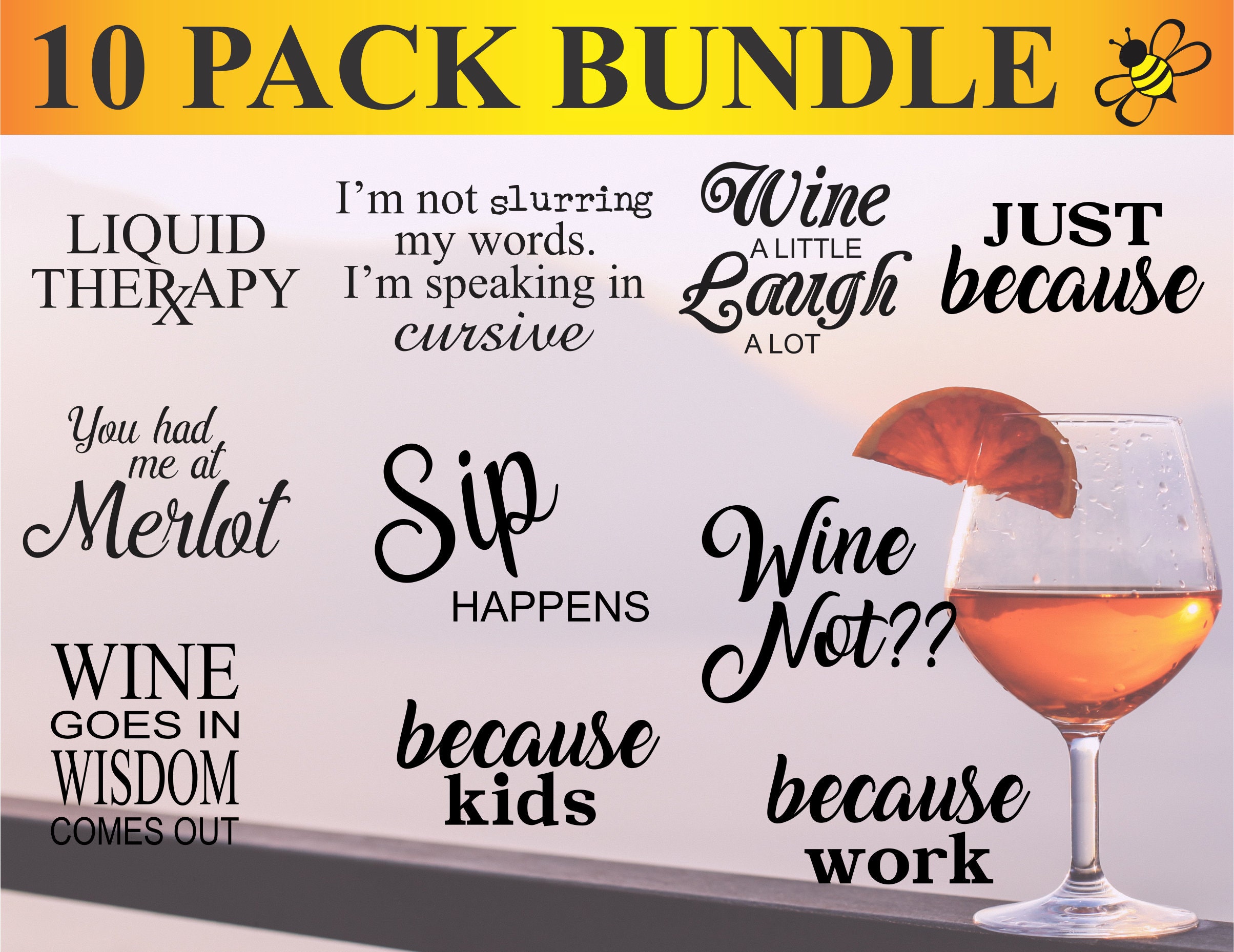 10Er Pack Wein Sprüche Set Wein Sprüche SVG Wein Vektor Etsy