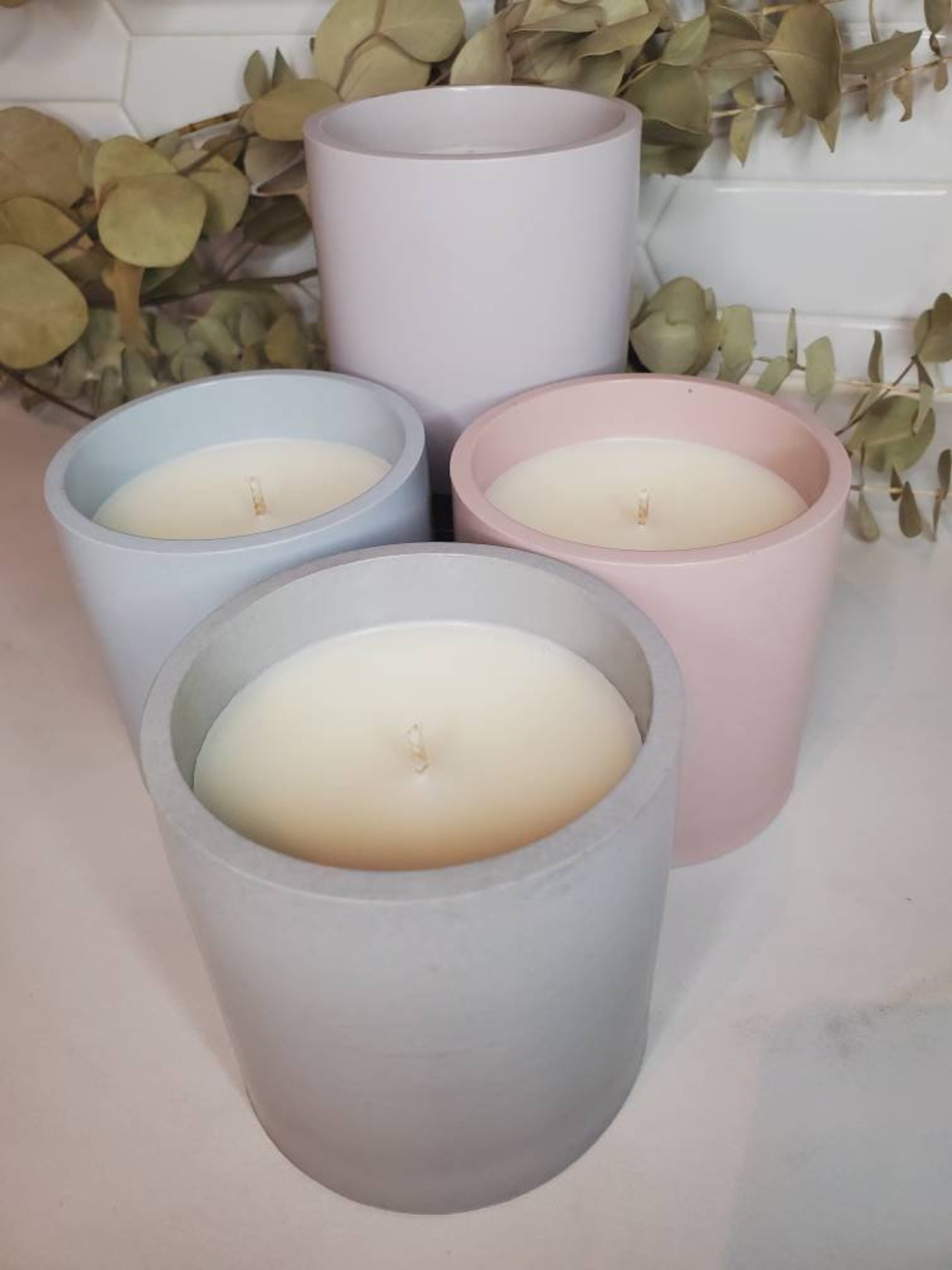 Coconut Wax Candles in Cement Jars 7.5 oz Etsy