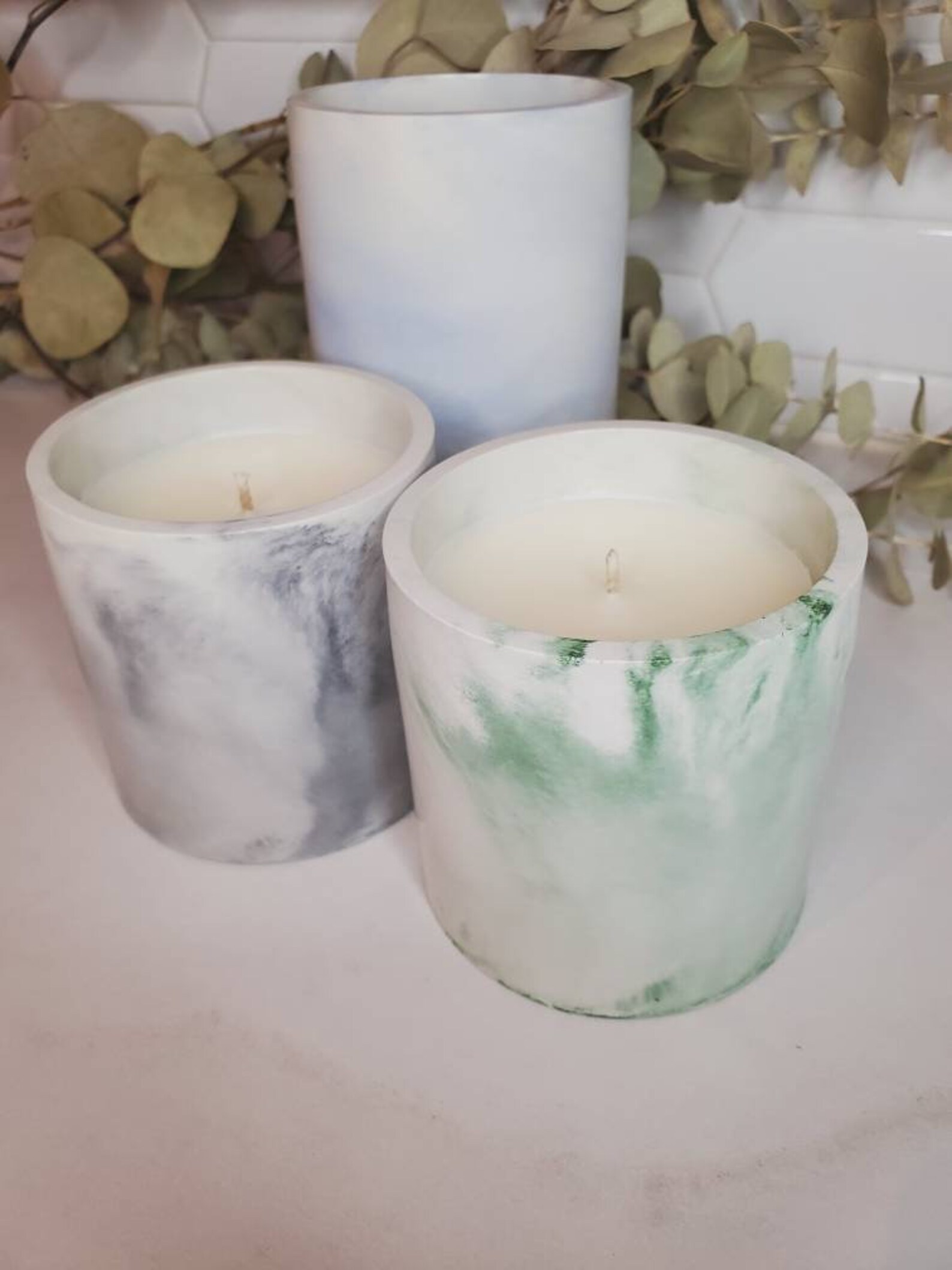 Coconut Wax Candle In Marble Cement Jar 7.5 oz Etsy