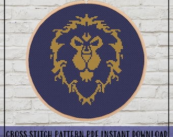Alliance Cross Stitch Pattern, World of Warcraft Cross Stitch Pattern, WoW Cross Stitch Pattern, Video Game Cross Stitch Pattern