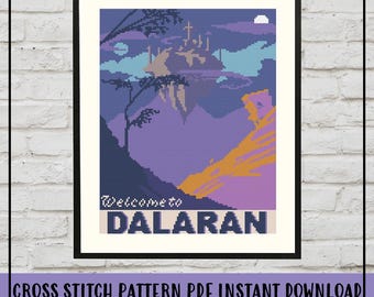 Dalaran Cross Stitch Pattern, World of Warcraft Cross Stitch Pattern, WoW Cross Stitch Pattern, Video Game Cross Stitch Pattern