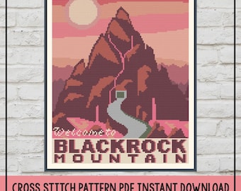 Blackrock Mountain Cross Stitch Pattern, World of Warcraft Cross Stitch Pattern, WoW Cross Stitch Pattern, Video Game Cross Stitch Pattern