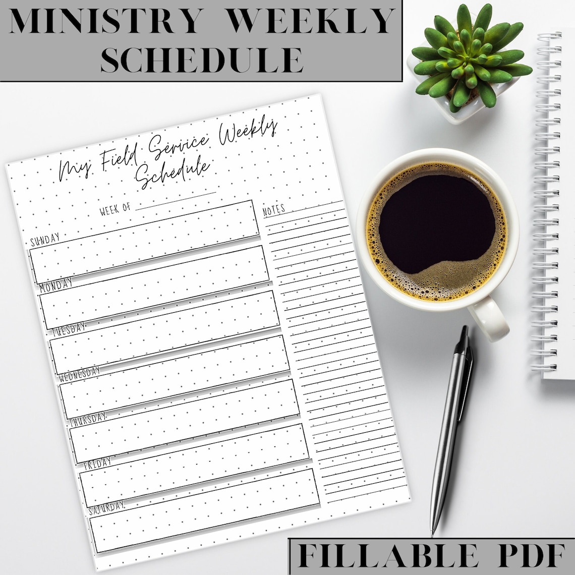 JW Ministry Weekly Schedule minimalist Printable digital Etsy