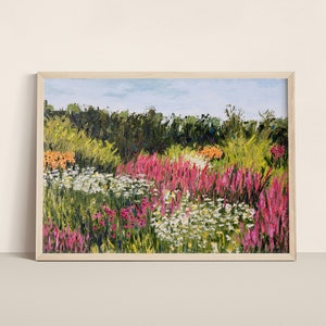 Hamptons Gardens Painting, Oil Painting Print, Colorful Oil Painting, Impressionist Flowers Painting, Photographic Reproduction Print