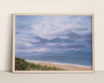 Hamptons Beach Painting, Oil Painting Print, Colorful Oil Painting, Seashore Painting, Photographic Reproduction Print, Ocean Painting