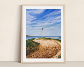 Hamptons Bay Painting, Ocean Bay Painting, Oil Painting Print, Colorful Oil Painting, Ocean Painting, Beach Painting, Hamptons Beach Print