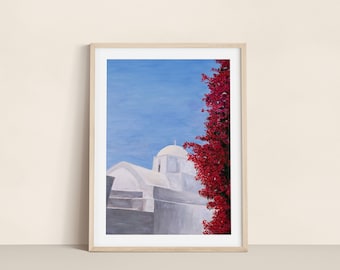 Greece Painting, Santorini Painting, Colorful Oil Painting, Santorini Greece Art
