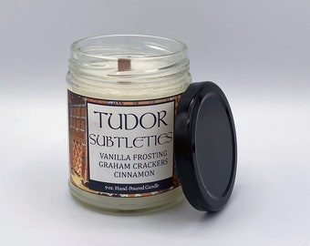 Tudor Subtleties Candle - Wood Wick Candle | House of Tudor | Sweet Vanilla Sugar Candle | British History Gift for Tudor Fans