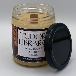Tudor Library Candle - Wood Wick Candle | House of Tudor | Book Scent | British History Gift for Tudor Fans