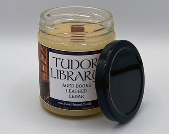 Tudor Library Candle - Wood Wick Candle | House of Tudor | Book Scent | British History Gift for Tudor Fans