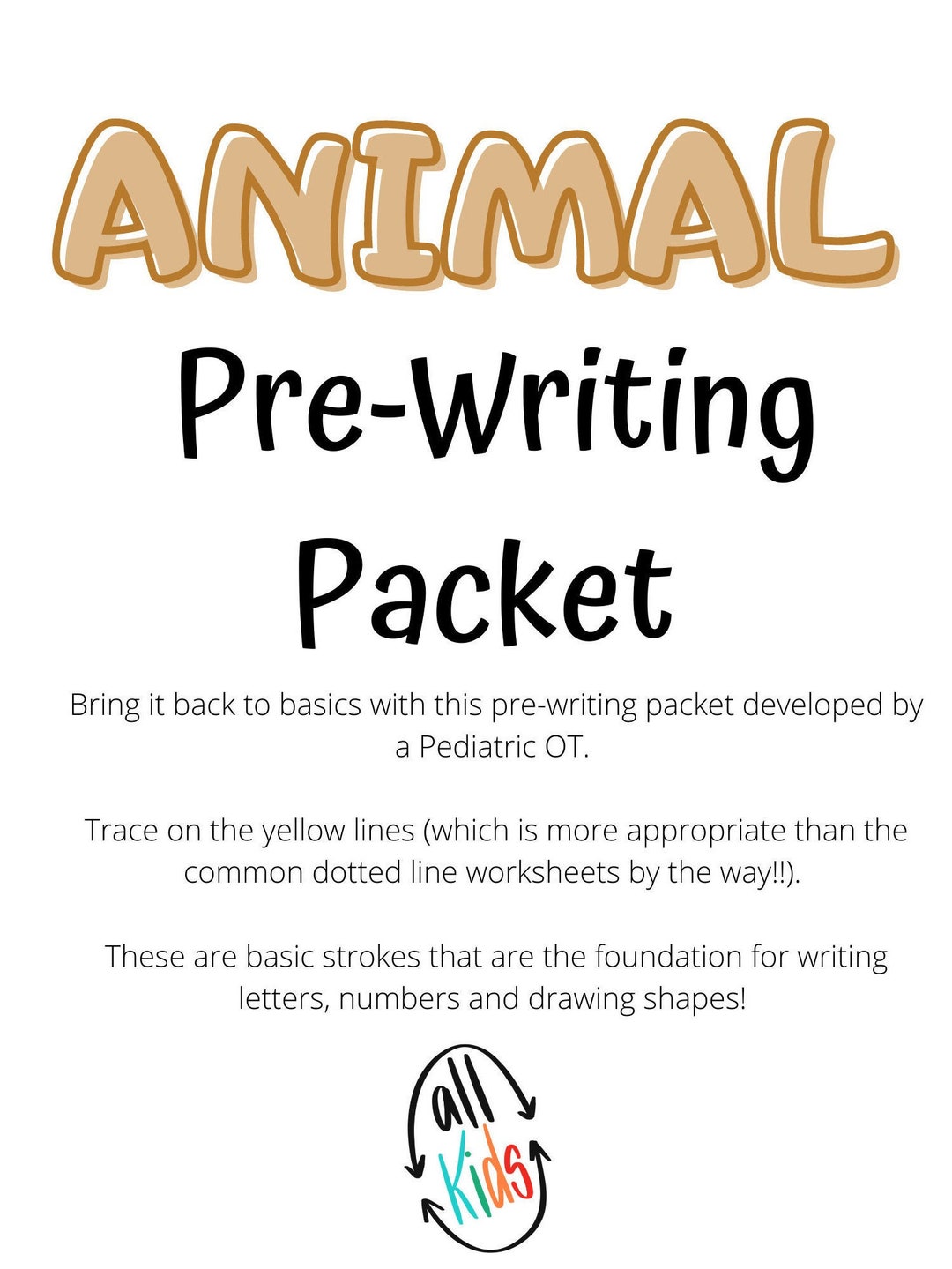 Animal Pre-writing Packet-digital DOWNLOAD - Etsy