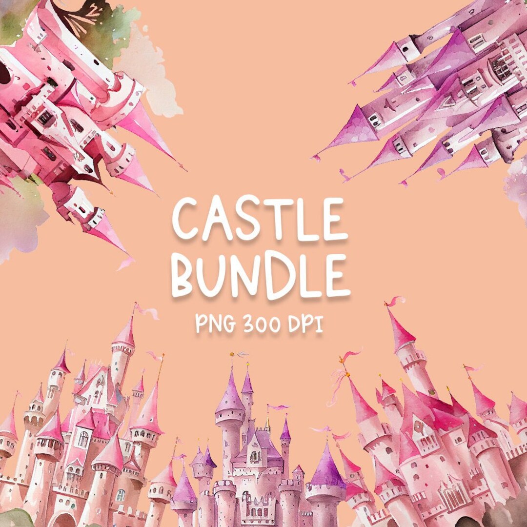 Princess Castle Clipart PNG Bundle, Magical and Mystical Watercolor ...