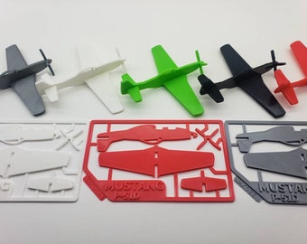 3D Printed P-51D Mustang Model Plane Kit, Desk Decor