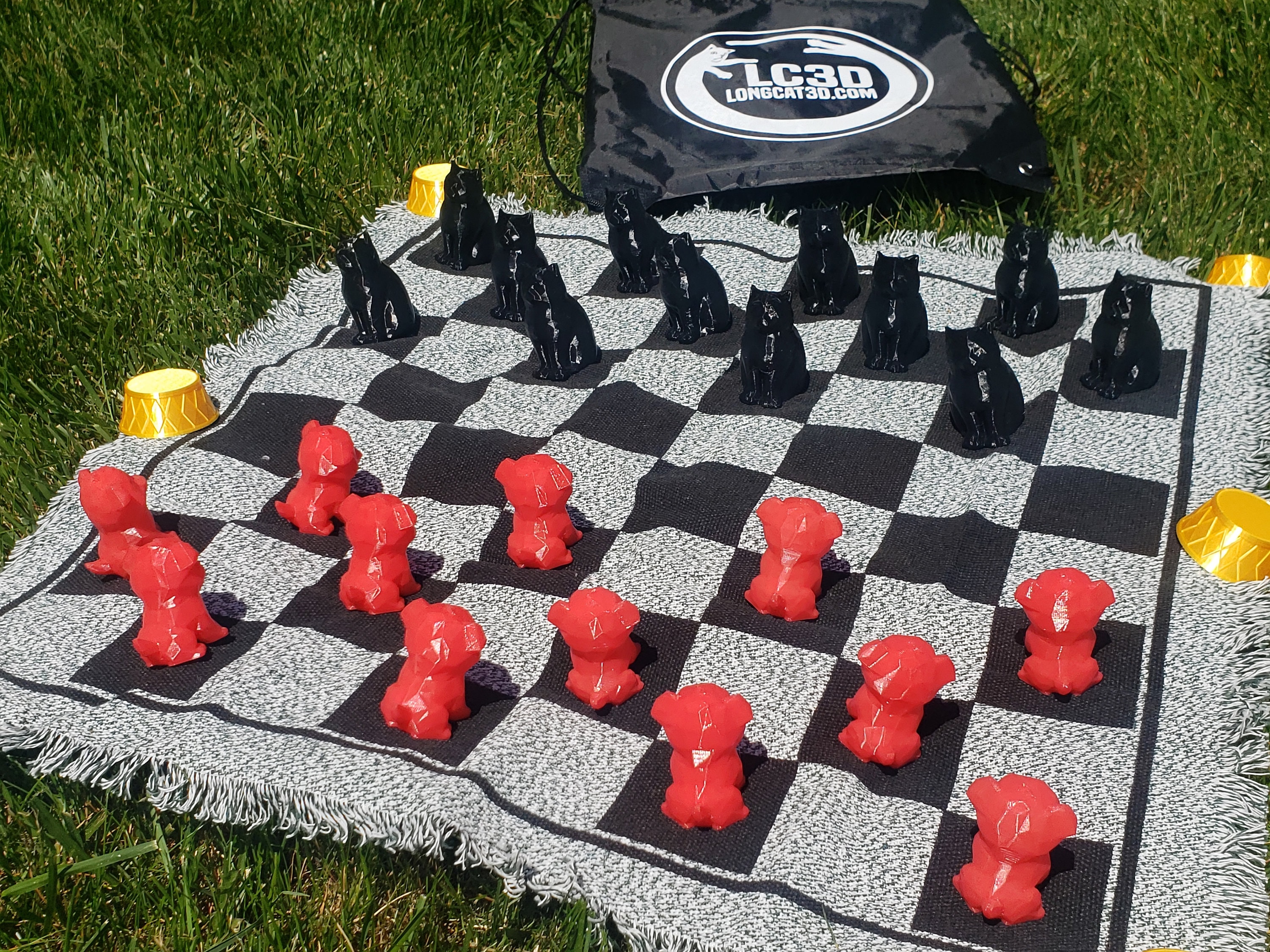 Dog Vs Cat Checkers Board Game Tic Tac Toe Super Tic Tac Toe 3in1 Lightweight Outdoor Game