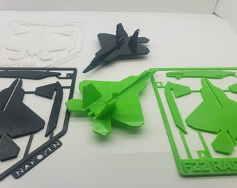 3D Printed F-22 Raptor Model Plane: Large Size Card