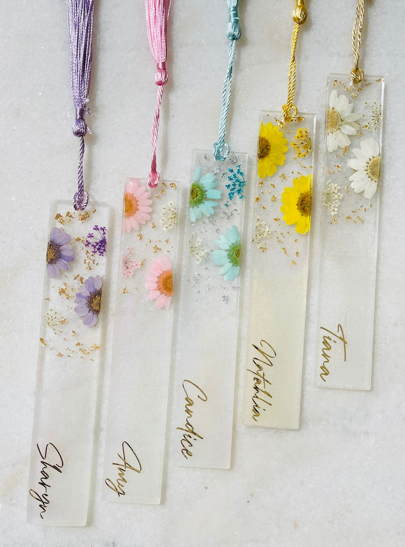 Personalised Resin Bookmark / Floral Bookmark / Resin Etsy