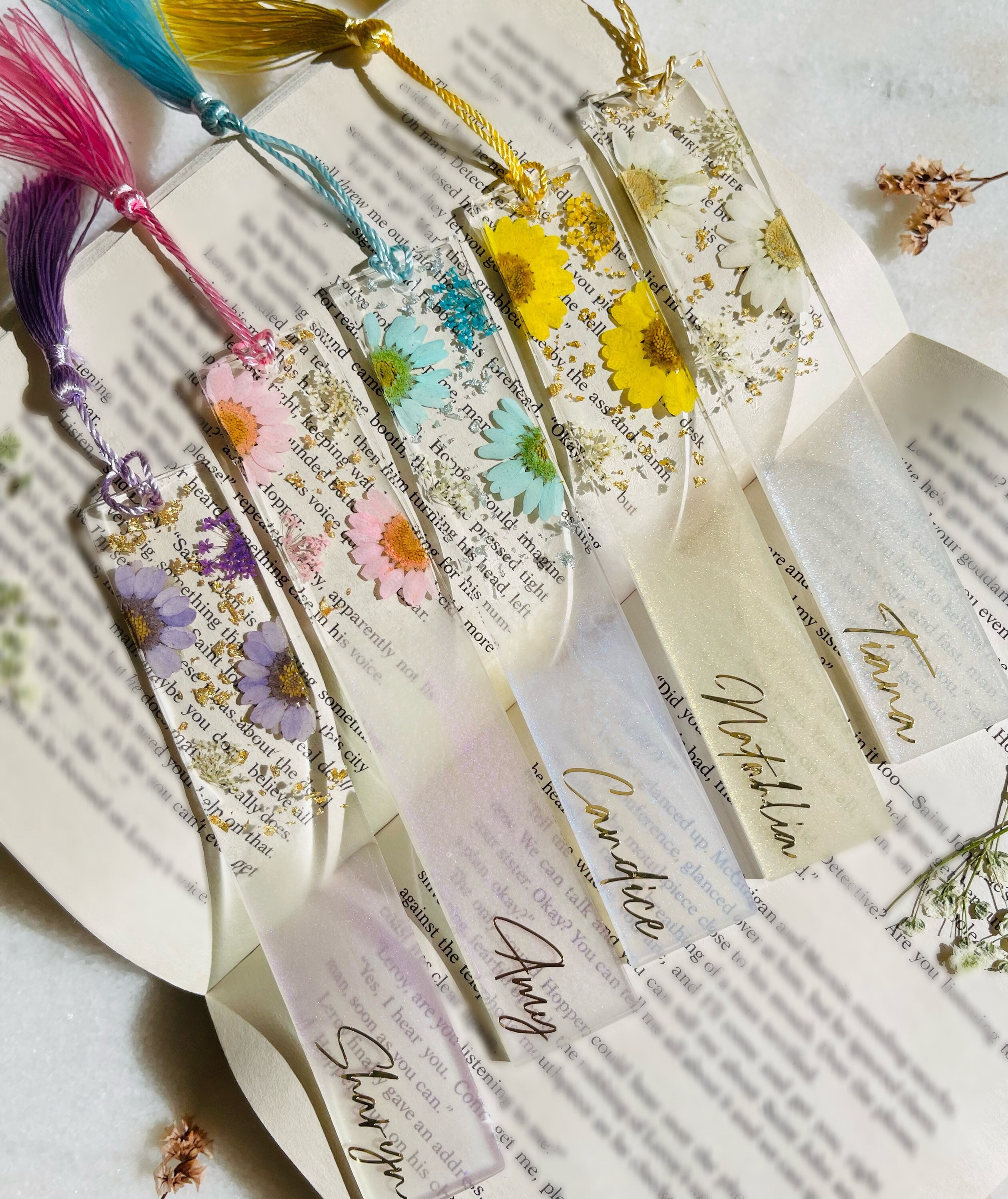 PRESSED FLOWER BOOKMARKS Set of 2 Bookmarks Real Dried -   Gepresste  blumen, Lesezeichen-basteleien, Kreative lesezeichen