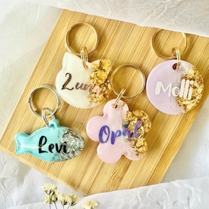 Custom Resin Pet ID Tag: Pastel Dog Tag with Gold Flakes