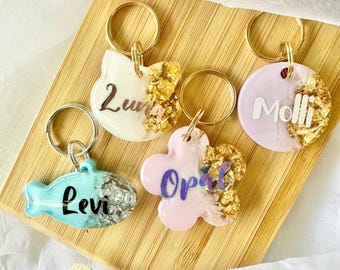 Custom Resin Pet ID Tag: Pastel Dog Tag with Gold Flakes