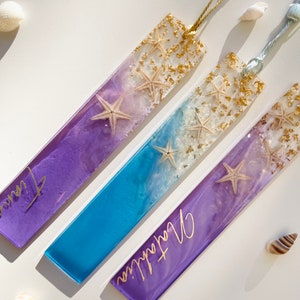 Personalised resin bookmark/ ocean bookmark/ custom bookmark/ tassel/ ocean blue/ Personalised gifts/ Personalised bookmark