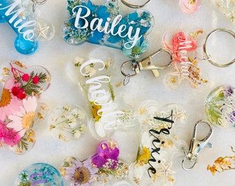 Personalized Floral Resin Pet ID Tag: Bone Dog Tag