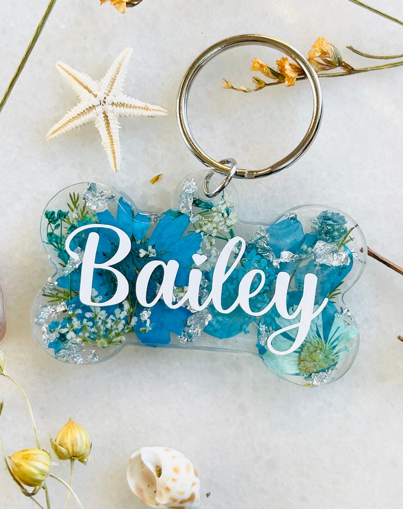 Personalised Resin dog tag / pet ID / floral pet ID / resin / pet tag / gift / bone dog tag / dog identification zdjęcie 6