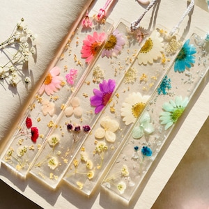 Personalized Resin Bookmark with Dried Flowers & Foil Flakes