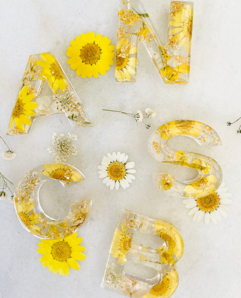 Resin Flower Keyring/ Floral Keyring/ Keychain/ Letter Etsy Australia