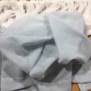 3.3 metres x 100 cm drop Blue Linen Look Sheer Ombre Rod Pocket Curtain  -BONDI