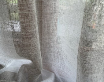 3 metres x 130cm drop Textured Sheer Curtain Soft Stripe Linen Colour Rod Pocket