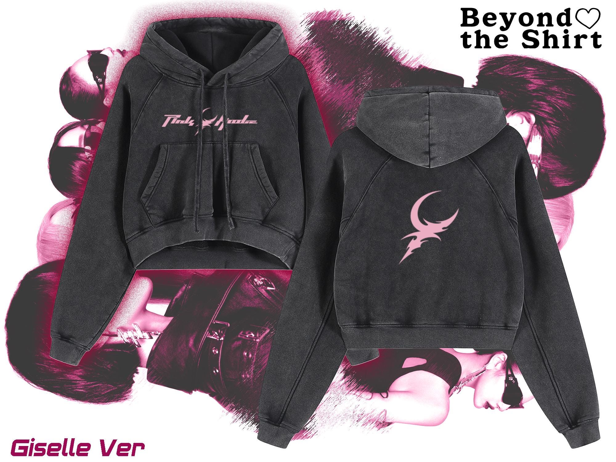 Aespa Pink Hoodie Cropped Hoodie Aespa Ningning Hoodie Karina