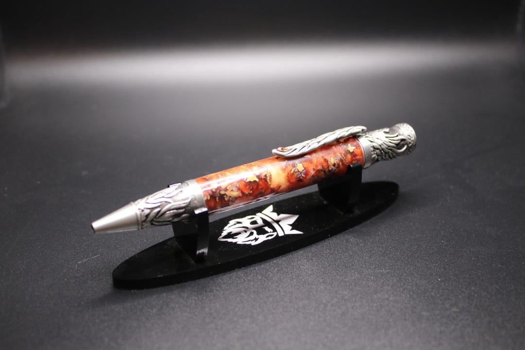 Phoenix Rising Twist Pen in Antique Pewter With a Pinecone Acrylic Body ...