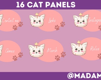16 Cat themed Panels Twitch