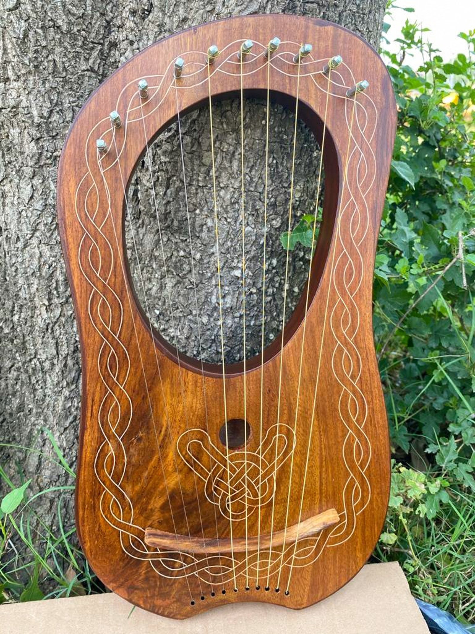 Rosewood 10 Metal Strings Lyre Harp Handmade Wood Celtic Lyre Etsy