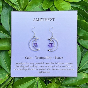 Amethyst Moon Earrings with Sterling Silver Ear Wires