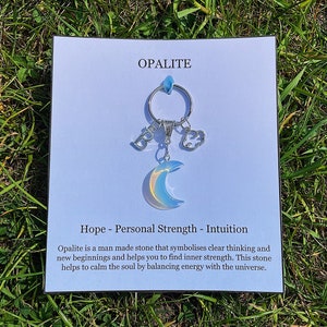 Opalite Moon and Cloud Keyring