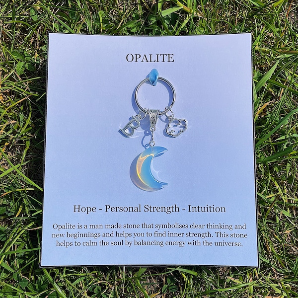 Opalite Moon and Cloud Keyring