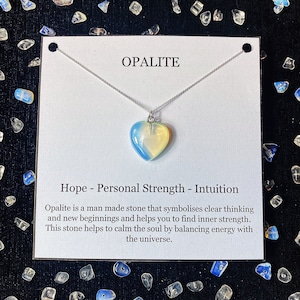 Opalite Heart Pendant Necklace on an 18inch Sterling Silver Chain