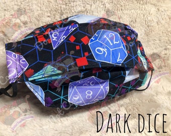 DnD Face Mask, 3D Facial Masks, Dungeons and Dragons Mask, Adjustable Mask Strap, Origami Face Mask, Nerdy Stocking Stuffer, DnD Gifts