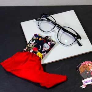 Anime Eyeglass Wipe Pouch, Nerdy Sunglass Cleaning Cloth, Tablets, Cell Phone Wipe, Travel Microfiber Fabric, Geeky Cute Accessories