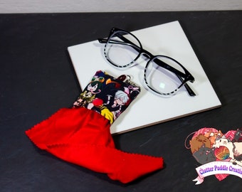 Bolsa de limpieza de gafas de anime, paño de limpieza de gafas de sol nerd, tabletas, toallita de teléfono celular, tela de microfibra de viaje, accesorios lindos geek
