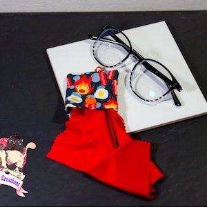 Anime Eyeglass Wipe Pouch, Nerdy Sunglass Cleaning Cloth, Tablets, Cell Phone Wipe, Travel Microfiber Fabric, Geeky Cute Accessories