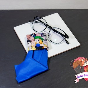 Anime Eyeglass Wipe Pouch, Nerdy Sunglass Cleaning Cloth, Tablets, Cell Phone Wipe, Travel Microfiber Fabric, Geeky Cute Accessories
