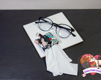 Bolsa de limpieza de gafas de anime, paño de limpieza de gafas de sol nerd, tabletas, toallita de teléfono celular, tela de microfibra de viaje, accesorios lindos geek